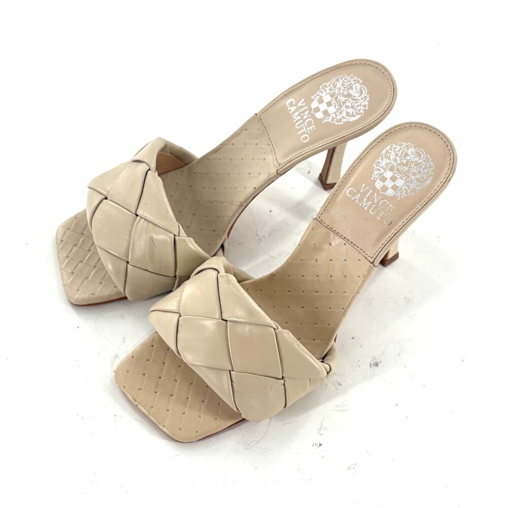 Vince Camuto Brelanie Braided Strap Heel 7 Cream NWOT Sandals Woven Square Toe - Picture 6 of 7